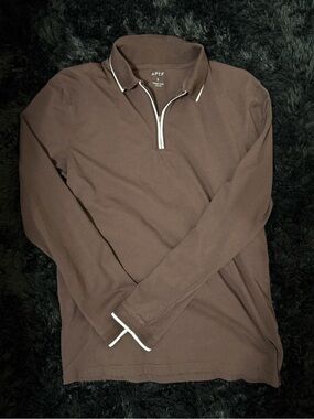 Apt. 9 Maroon Long-Sleeve Polo with White Trim